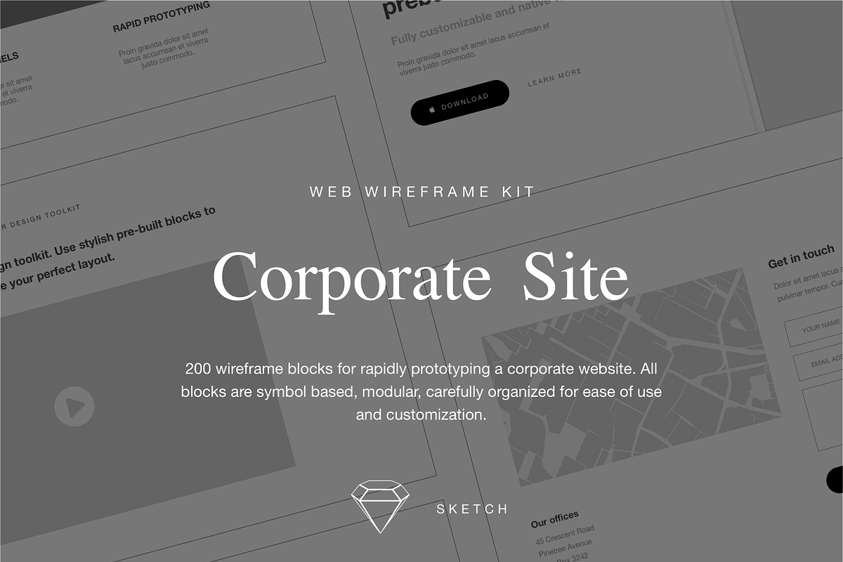 Web Wireframe Kit for Corporate Site, a Wireframe Template by UX Design Mastery Shop (Photo 2 of 10)