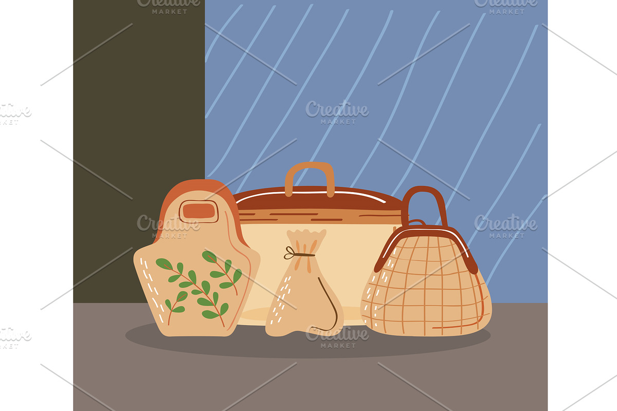 reusable bags and icons, an Object Illustration by studiogstock