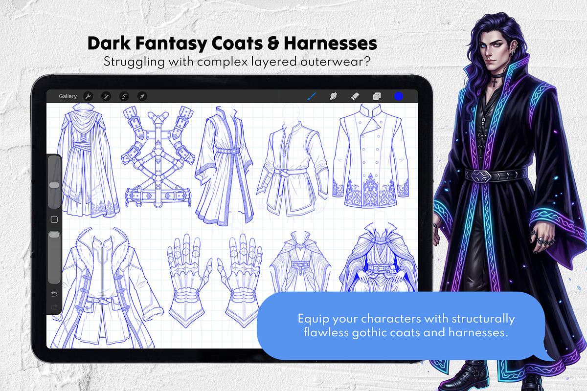 Gothic Male Clothes Stamp Brushes, a Brush Add-On by Selentaori Studio (Photo 5 of 12)