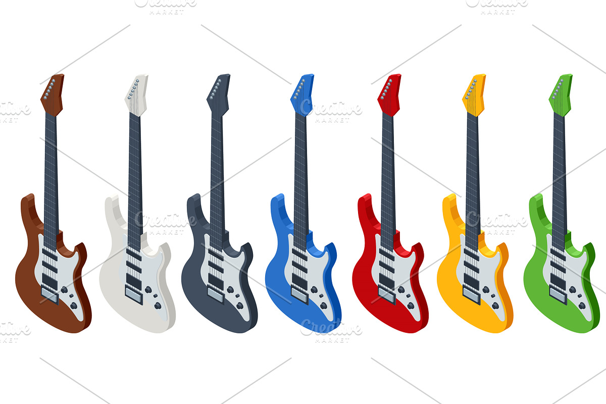 Isometric Realistic Electric Guitar, an Object Graphic by Golden Sikorka