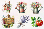 Summer Garden Watercolor Clipart, an Illustration by CreationArt (Thumbnail 4 of 5)