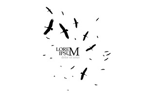 Flight of storks silhouette. A flock, an Animal Illustration by Nenahliadava Design