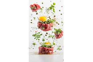 Multiple Beef Tartars with Egg and, a Food & Drink Photo by Rodica Ciorba