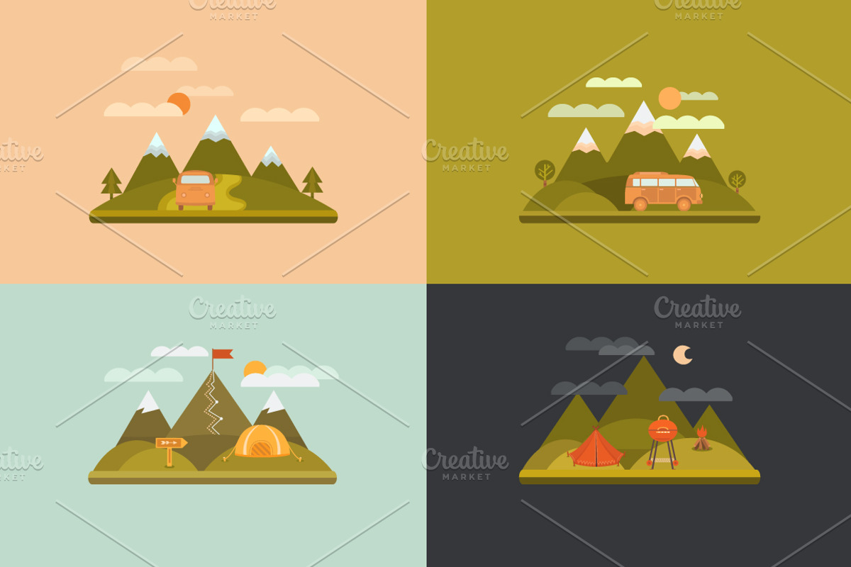 Camping illustrations and elements, an Illustration by Dasha Efremova (Photo 7 of 10)