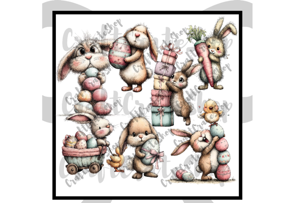 Whimsical Bunny Easter Clipart, an Illustration by CraftCrateShop (Photo 2 of 8)