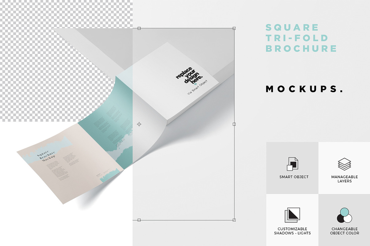 Square Tri-Fold Brochure Mock-Up, a Product Mockup by GfxFoundry