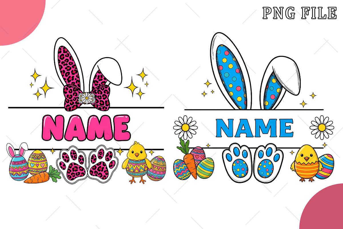 Easter Split Name Frame PNG, an Illustration by OK Design (Photo 1 of 6)
