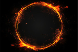 Illuminated Fire circle frame ring, an Abstract Photo by Ylivdesign
