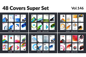 Mega set of abstract templates for business, trendy colourful triangles