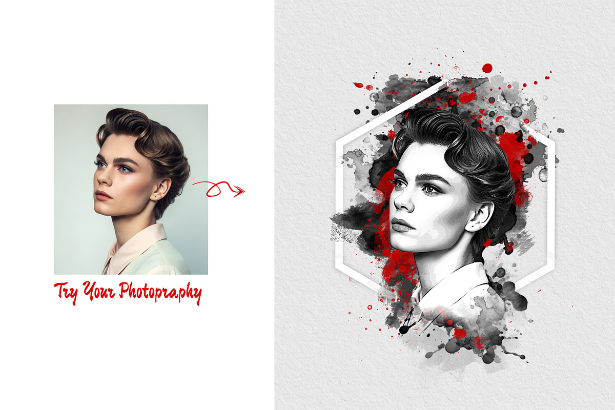 Watercolor Canvas Frame Art Effect, an Action Add-On by MRI STUDIO (Photo 10 of 34)