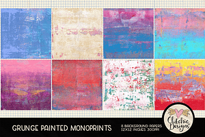 Grunge Painted Monoprint Backgrounds