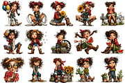 Whimsical Summer Western Girl Clipar, an Illustration by OK Design (Thumbnail 3 of 6)