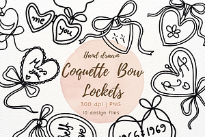 Hand-Drawn Coquette Bow Locket heart