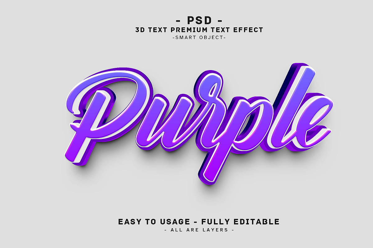 Purple 3D Editable Text effect Style, a Layer Style Add-On by Md Jahidul99