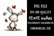 Whimsical Spring Bunny Clipart, an Animal Illustration by Designking (Thumbnail 4 of 5)