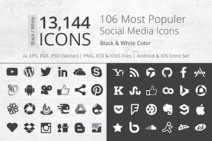 212 B/W Social Media Icons