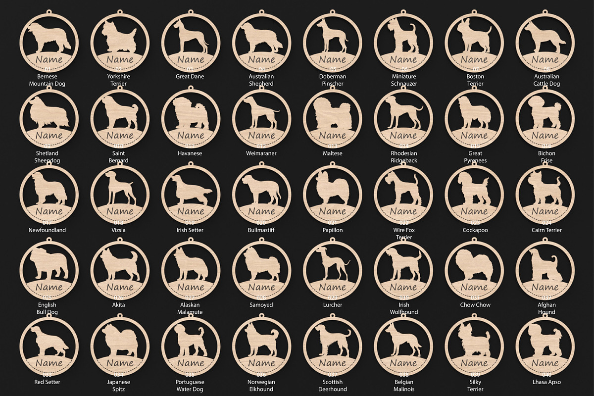 40 Custom Dog Ornaments Laser Files, an Object Graphic by ThemeXDigital (Photo 9 of 9)