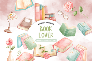 Watercolor Book Png Bundle, an Illustration by TatiMockup