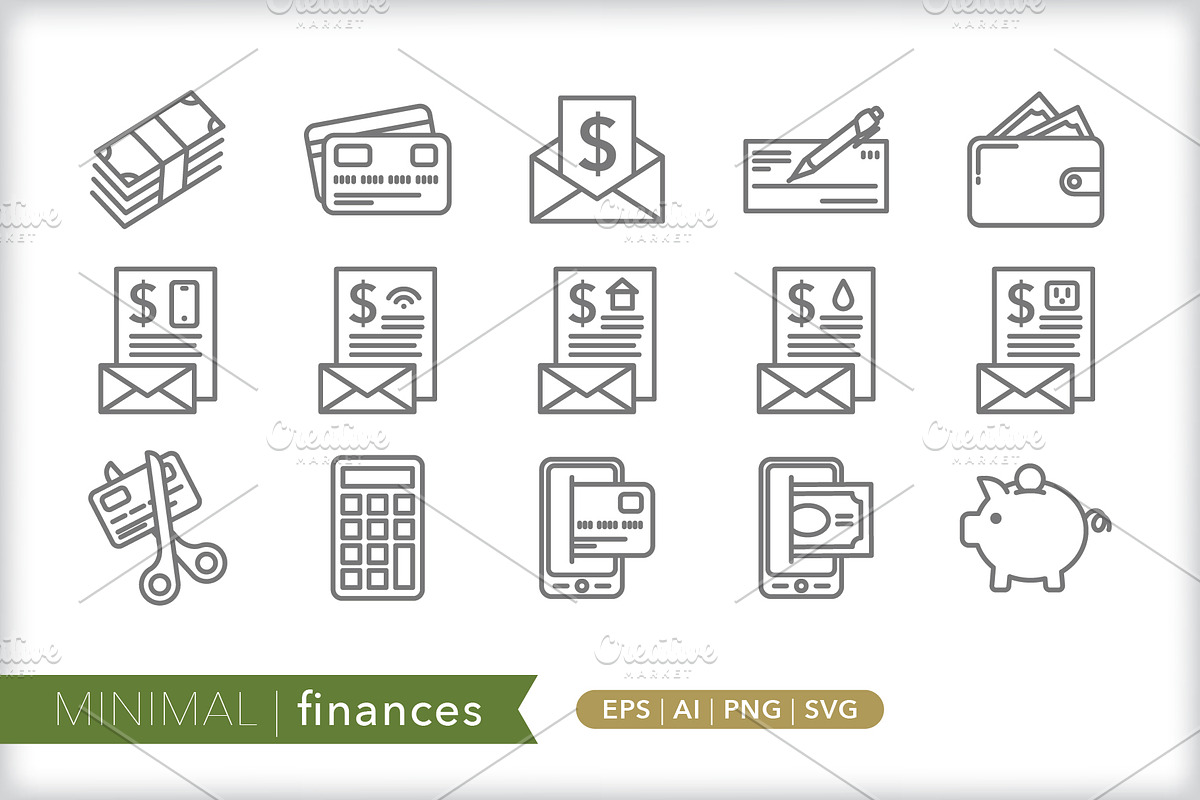 Minimal finances icons, an Outline Icon by Picture Window (Photo 1 of 5)