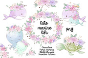 Nursery clipart Cute marine life, an Animal Illustration by Yuliya Art (Thumbnail 1 of 11)