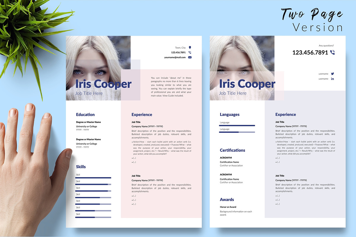 Modern Resume Template / CV - Iris, a Resume Template by Templates Design Co. (Photo 3 of 17)