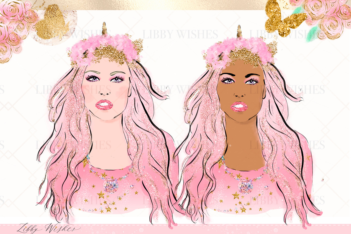 Unicorn Clipart-  Pink, an Illustration by Libby Wishes (Photo 4 of 7)