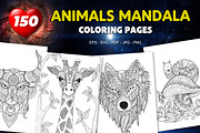 150 Animals Mandala Coloring Vector, an Animal Illustration by Blue Digital Studio (Thumbnail 1 of 9)