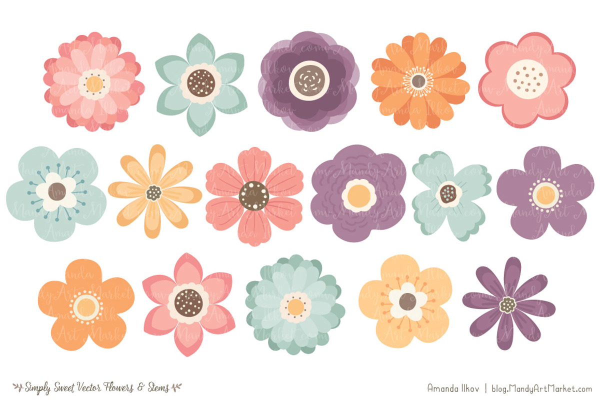 Vintage Floral Clipart & Vectors, an Illustration by Amanda Ilkov (Photo 3 of 4)