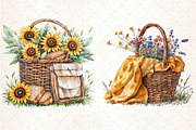 Picnic Basket in Fall Watercolor Cli, an Illustration by Libby Wishes (Thumbnail 3 of 4)