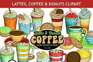 Coffee, Tea & Donut Clipart