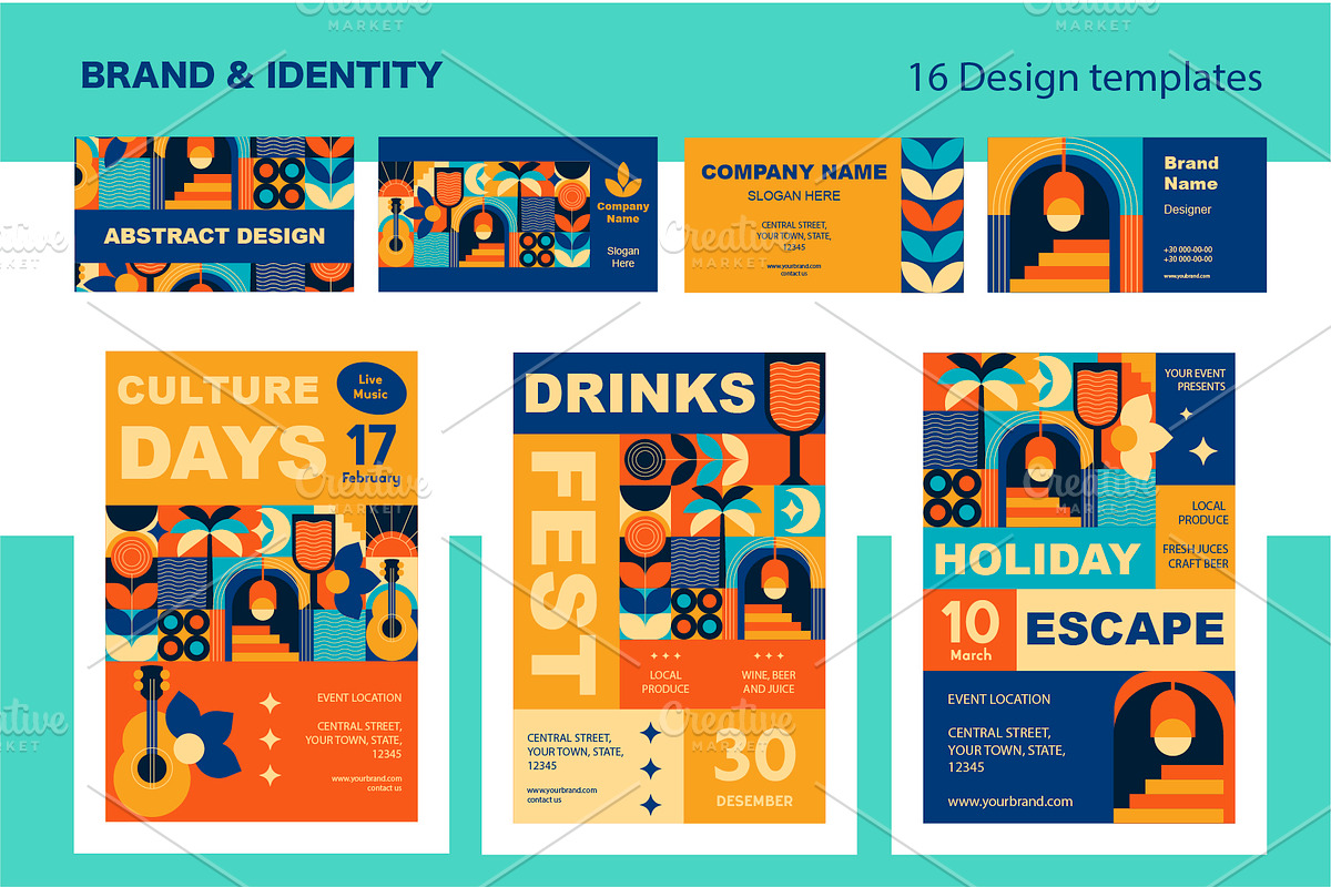 Blue and Orange Modern Geometric Kit, a Pattern Graphic by Lettering_Logo (Photo 6 of 8)