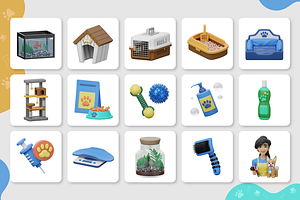 3D Pet Store Icon Set