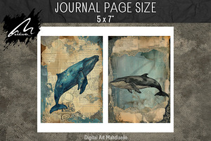 Shabby Grunge Whale Papers