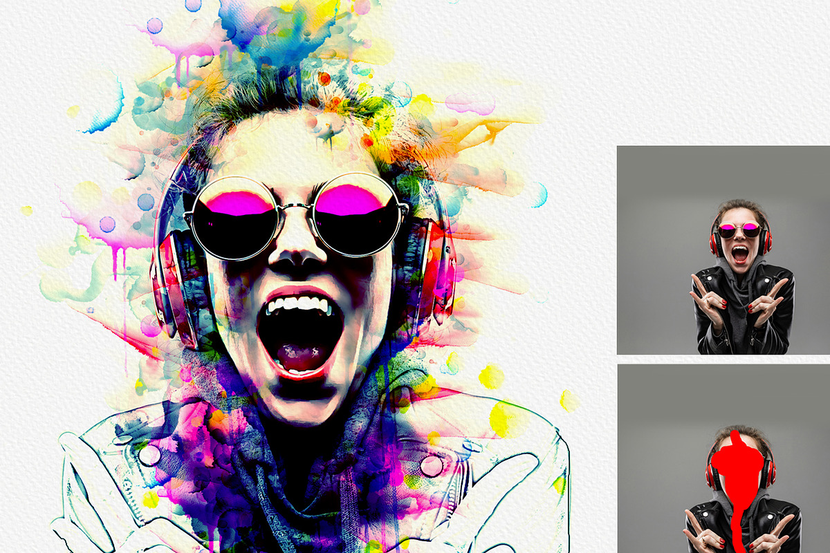 Portrait Watercolor Photoshop Action, an Action Add-On by MRI STUDIO (Photo 3 of 13)