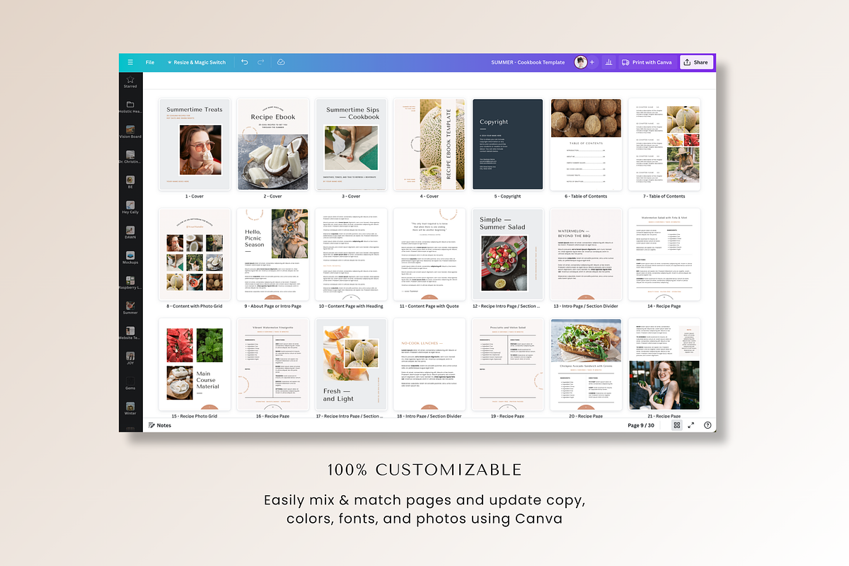 Summer Cookbook Template Canva, a Magazine Template by Erin Cassidy (Photo 9 of 9)