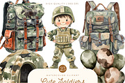 Cute little Soldiers Clipart Bundle, a Person Illustration by SparkyDesignsUS (Thumbnail 1 of 9)
