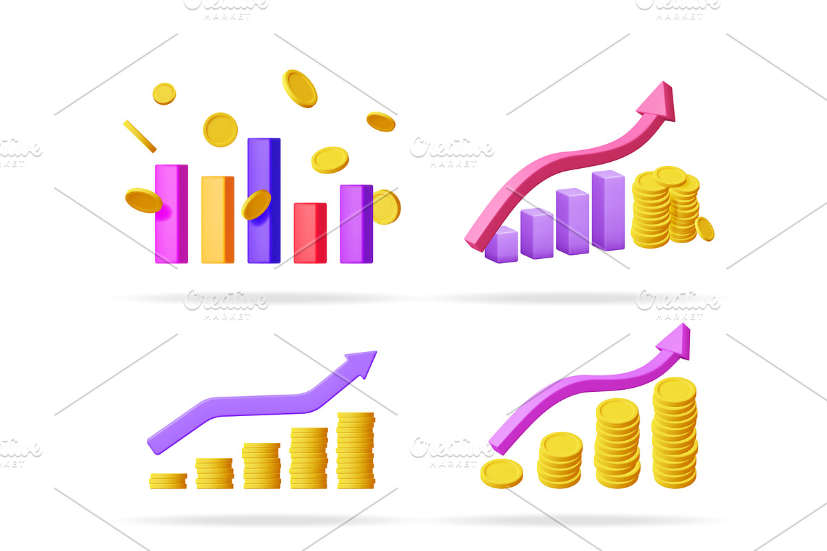 3d vector illustration set of, a Finance Illustration by Abscent