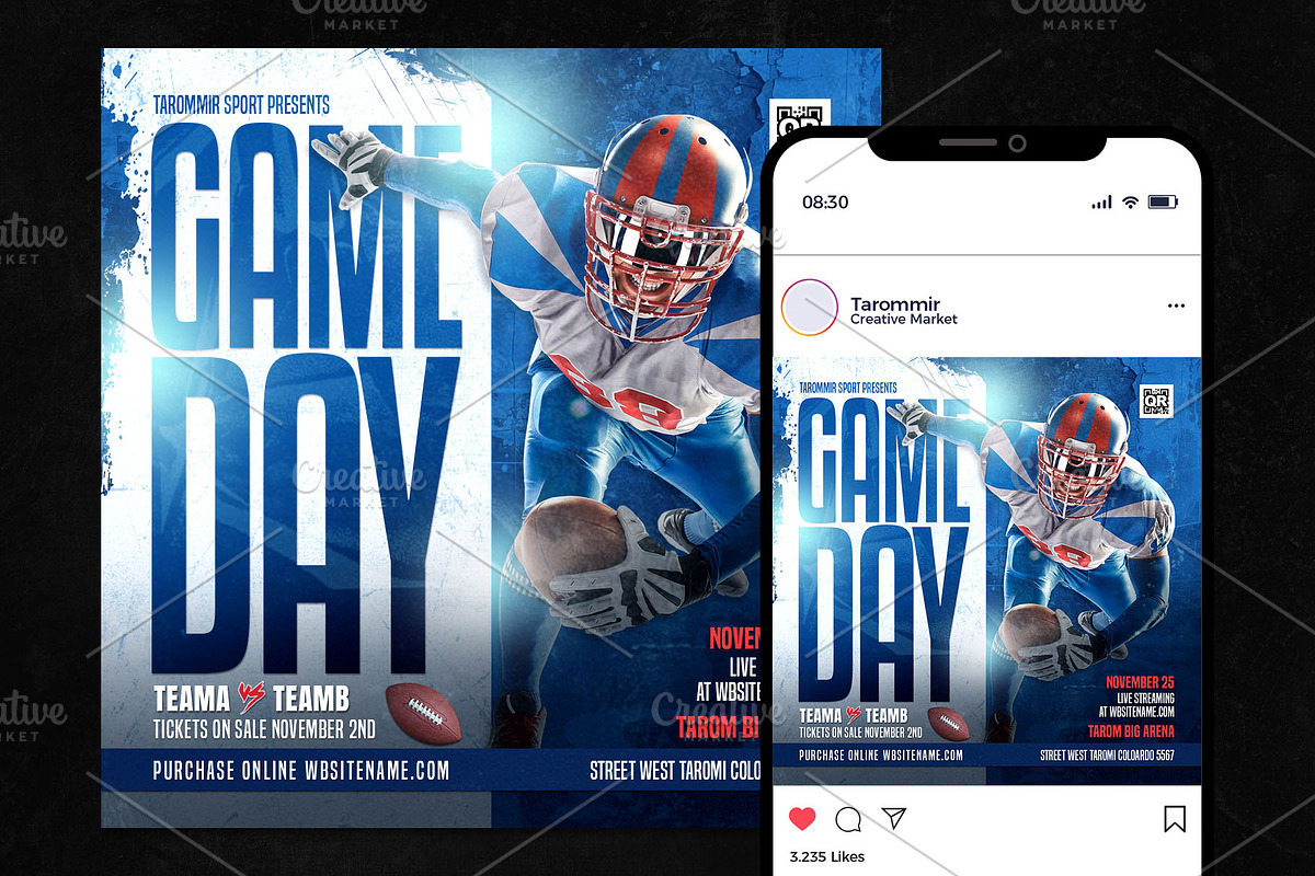 American Football Flyer Template, a Flyer Template by Tarommir (Photo 2 of 3)