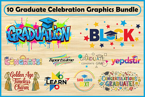 10 Graduate Celebration Graphics Set, an Education Illustration by Artivon