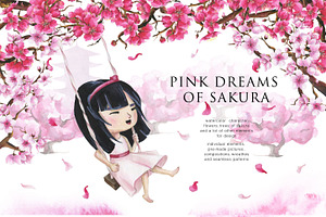 Pink Dreams of Sakura-watercolor set
