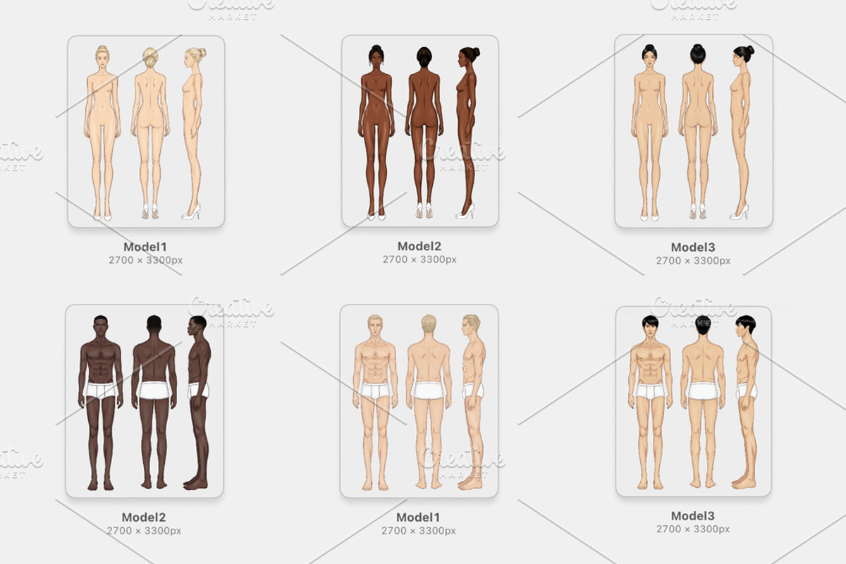 Fashion Croquis Template Set PNG+PSD, a Person Illustration by byJuliaKors (Photo 2 of 4)