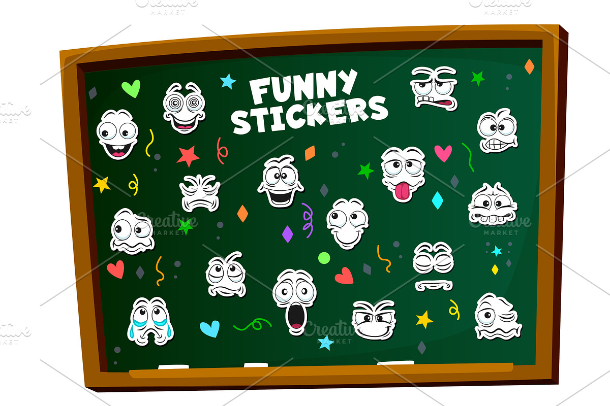 Cartoon funny face emotions, a Person Illustration by Vector Tradition