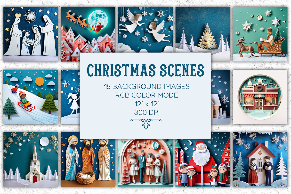 Paper Cutout Christmas Scenes, a Seasonal Illustration by Patterns for Dessert (Photo 1 of 6)