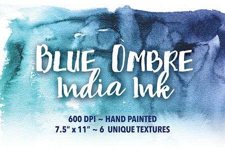 Blue Ombré India Ink Backgrounds