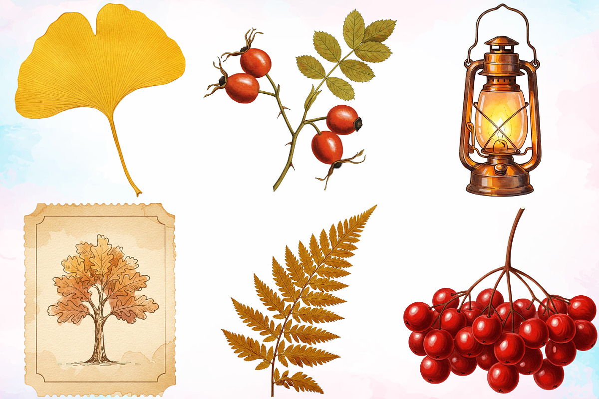 Watercolor Ephemera Autumn Clipart, a Seasonal Illustration by Canvas Craft (Photo 2 of 5)