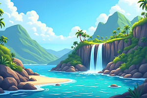 Design a tropical island featuring a, a Photo by LOGOCREATIVE