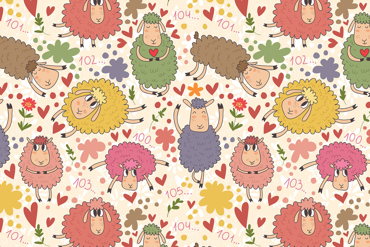 Cute sheeps (2015 symbol ), an Animal Illustration by Ovocheva (Photo 4 of 5)
