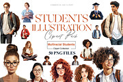 Students Clipart, College Girl, Teen, a Person Illustration by BrushstrokeArtGB (Thumbnail 1 of 9)