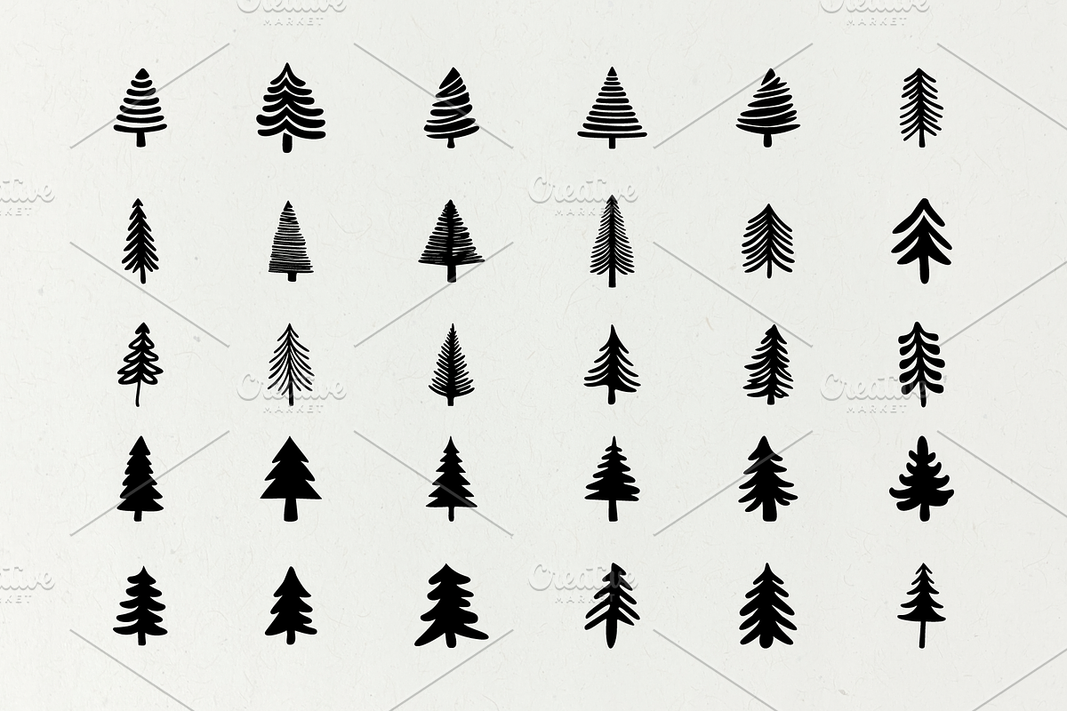 30 Abstract Pine Trees Vector Set, an Object Graphic by MelanthaGraphics (Photo 1 of 3)