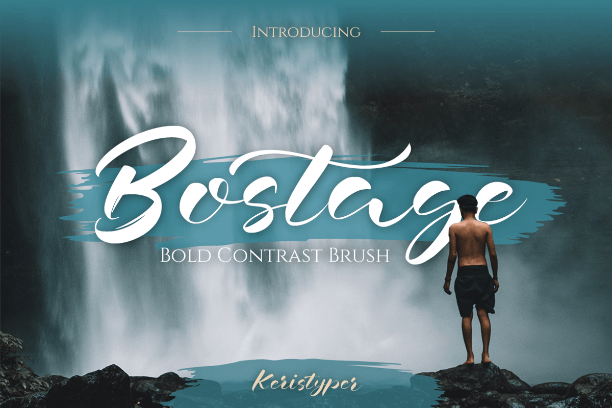 Bostega, a Script Font by kerismaker (Photo 1 of 12)